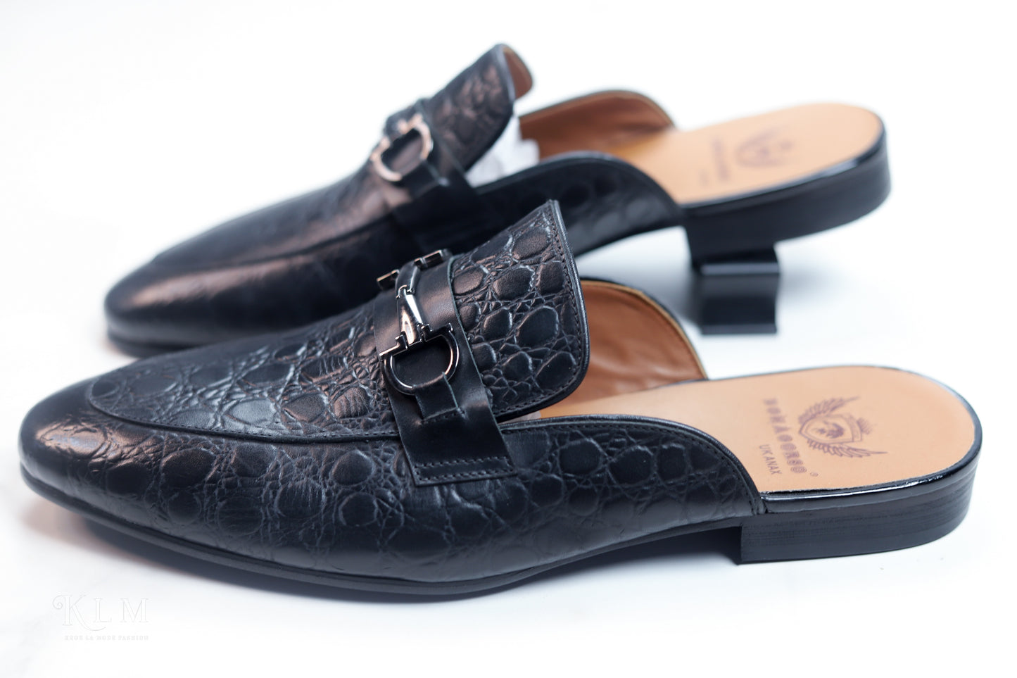 KLM Stylish Half Black Leather Shoes