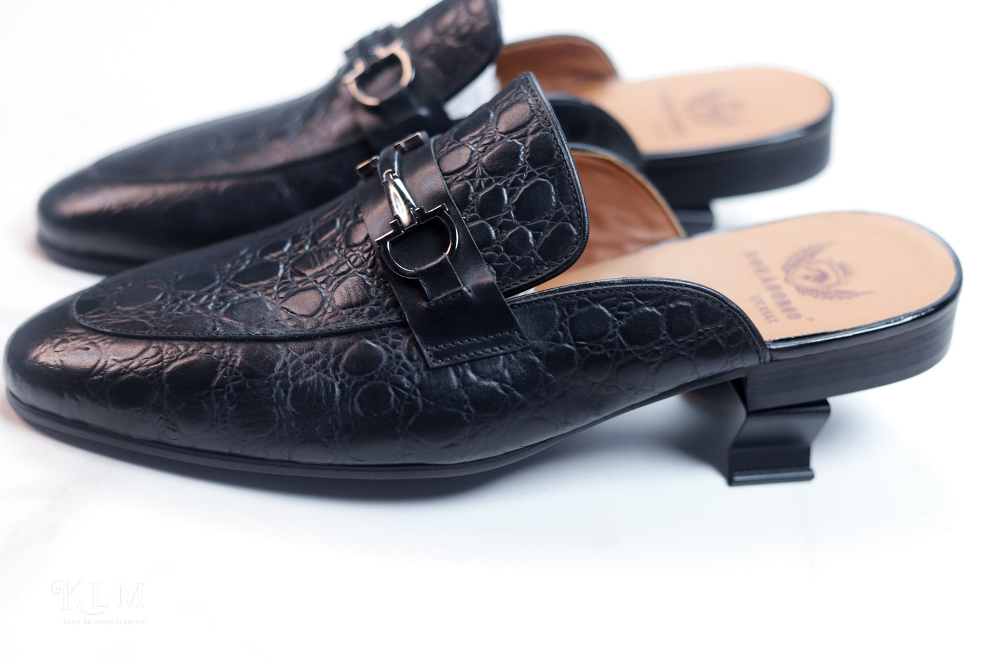 KLM Stylish Half Black Leather Shoes