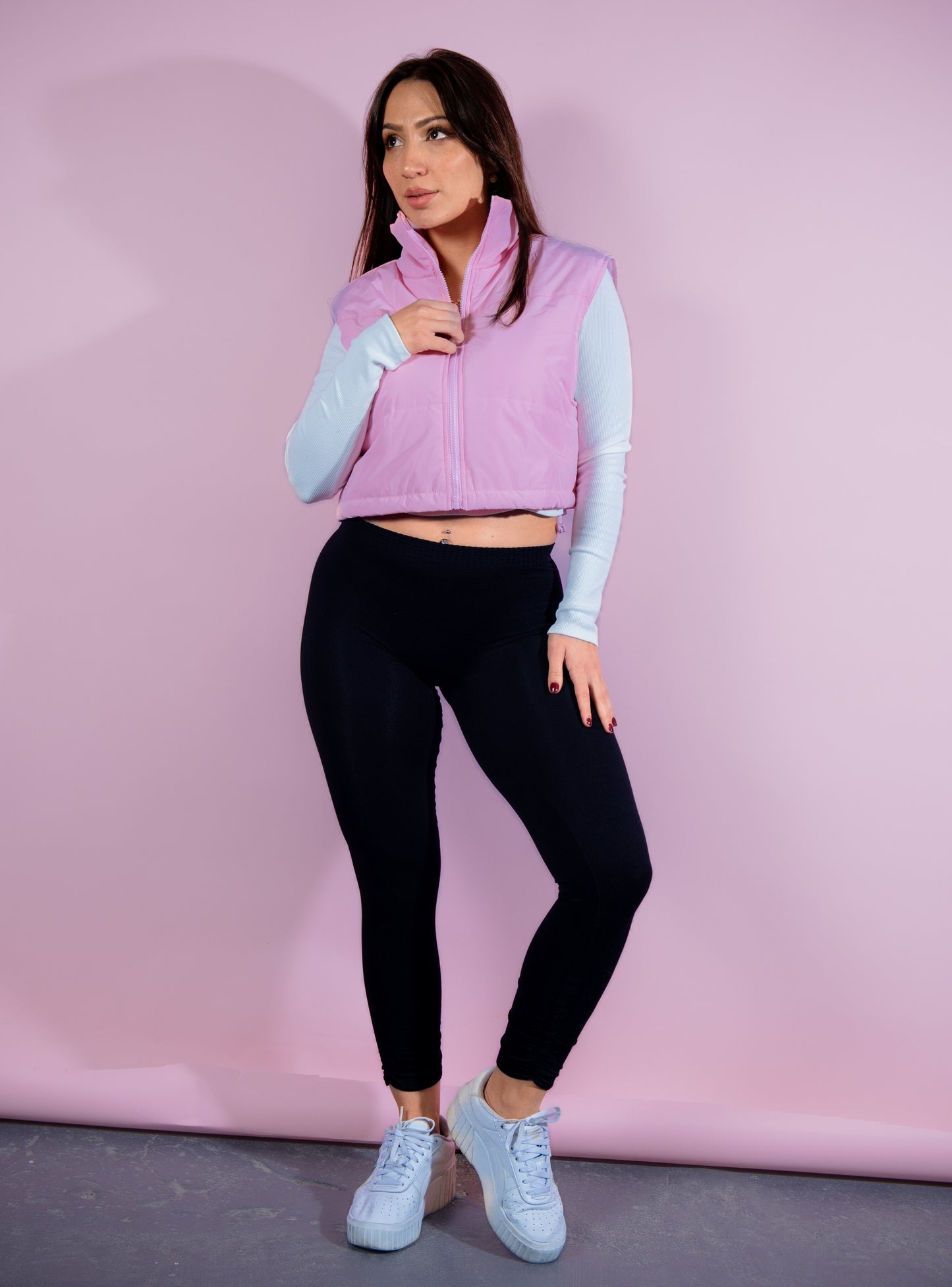 Cropped Puffer Pink Vest