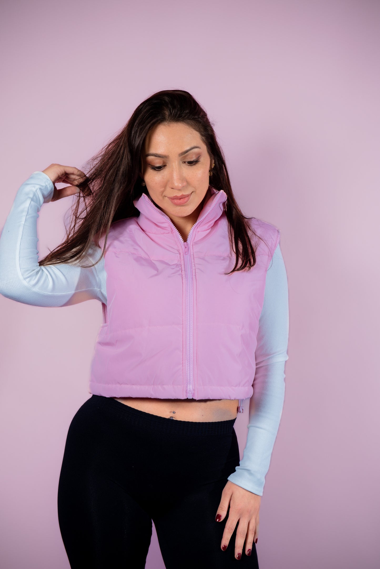 Cropped Puffer Pink Vest
