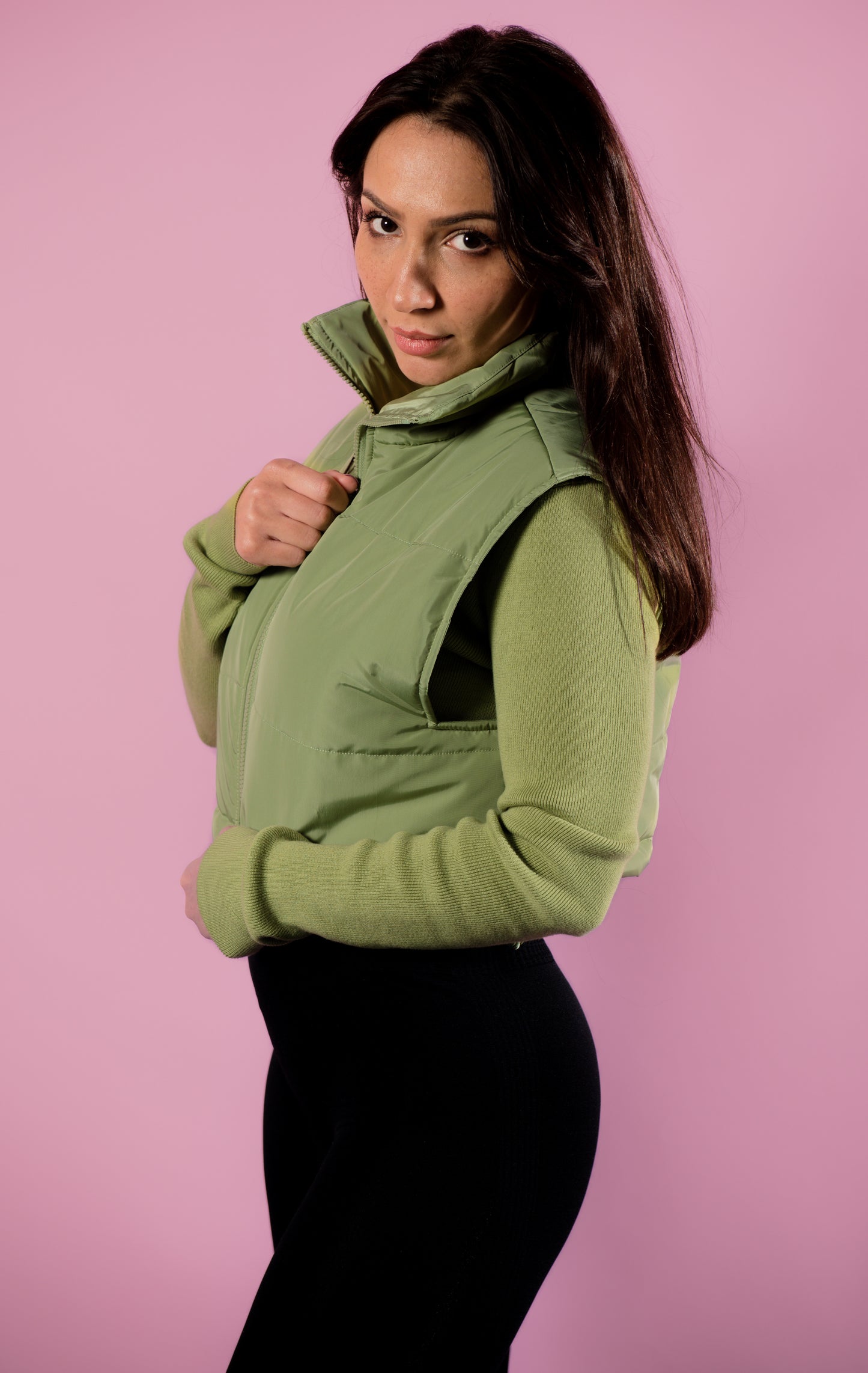 Hadeel Green Puffer Vest Autumn & Winter