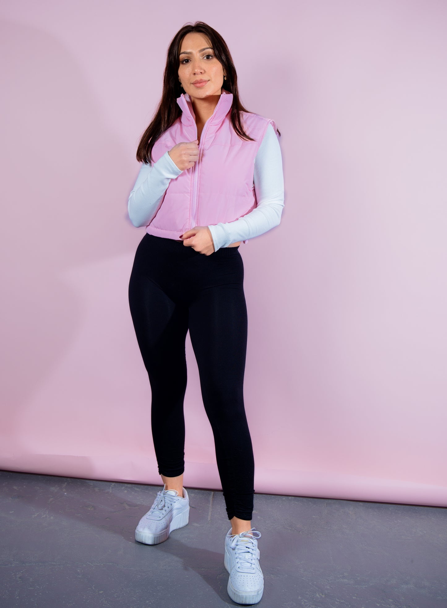 Cropped Puffer Pink Vest