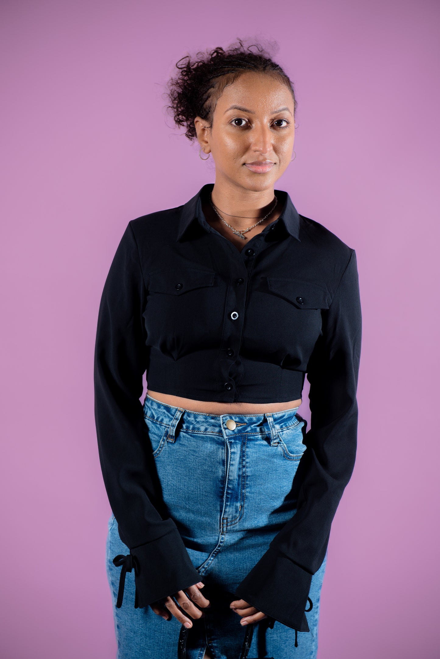 Sara Demin Split Skirt