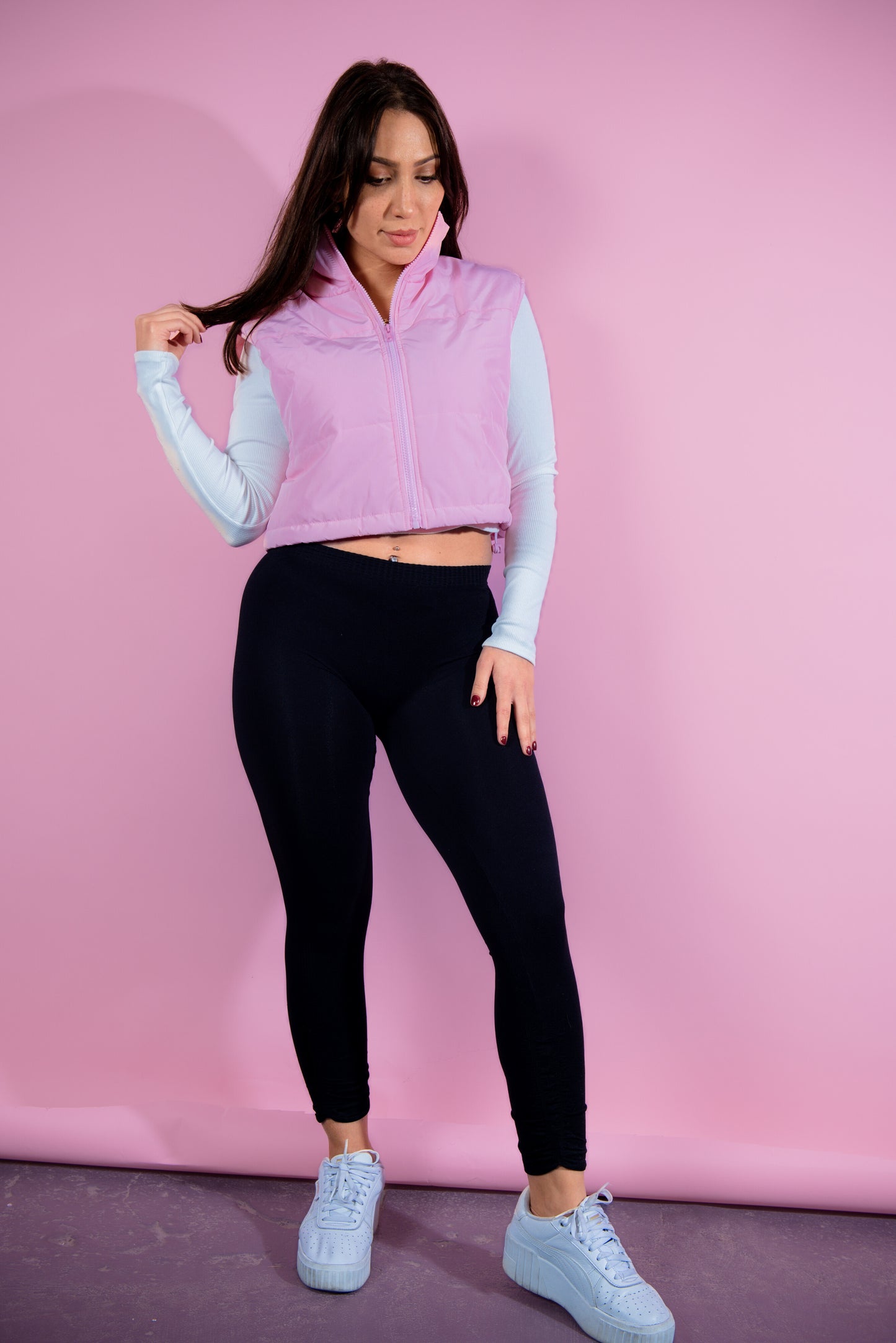 Cropped Puffer Pink Vest