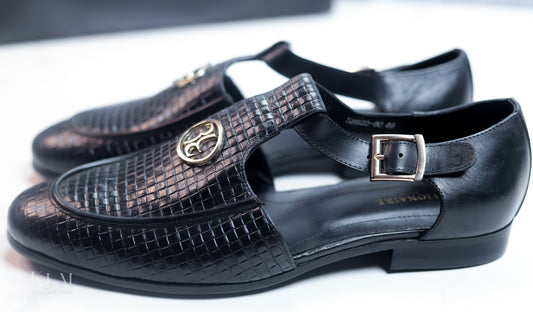 Men Stylish Black Sandals Leather Shoes