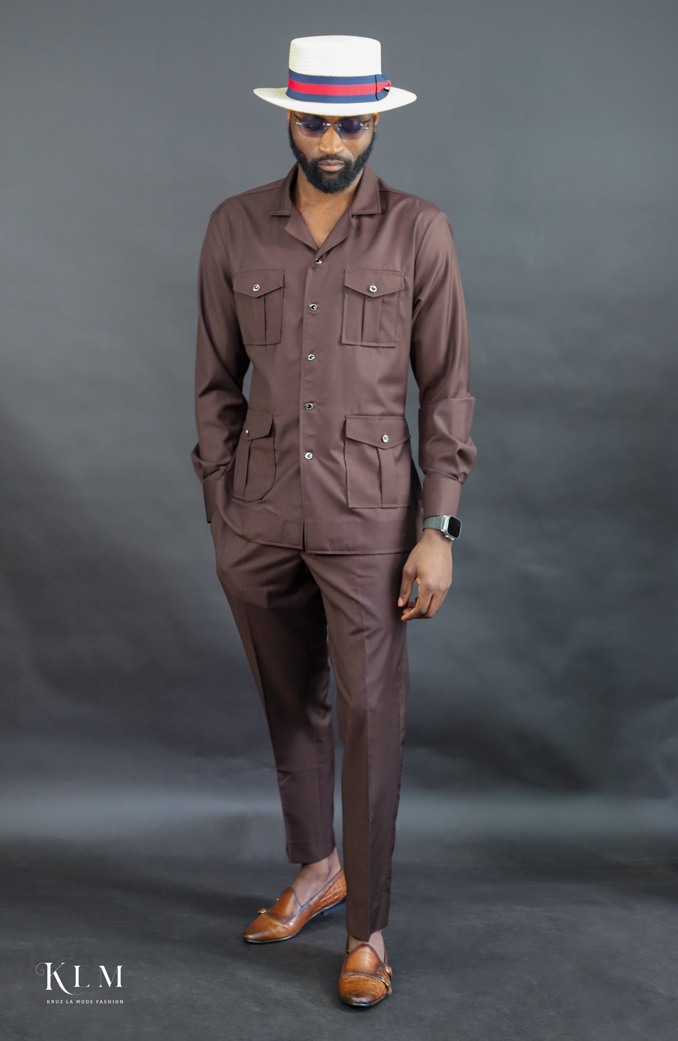 Multi Pockets Safari Jacket With Belt Set