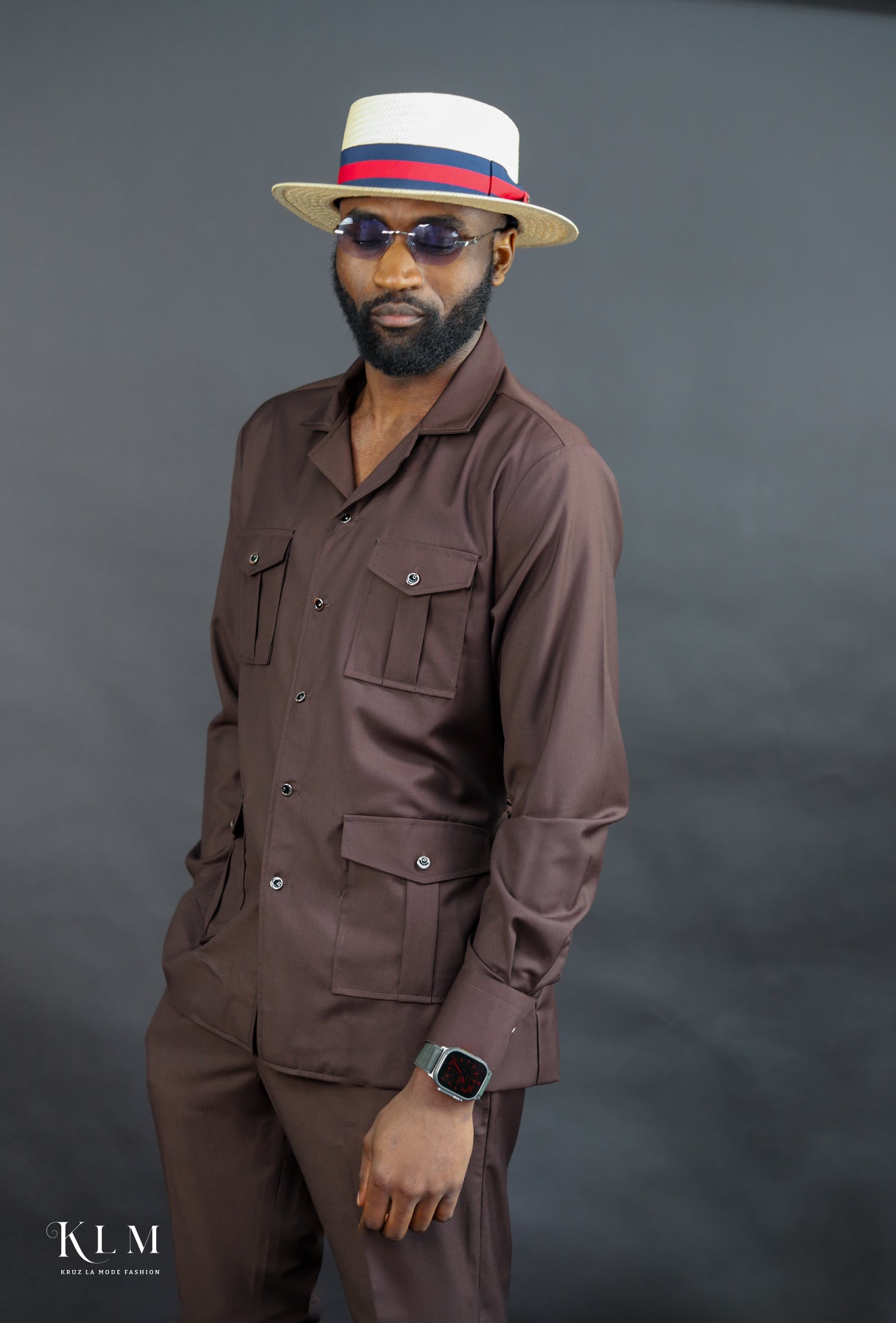 Multi Pockets Safari Jacket With Belt Set