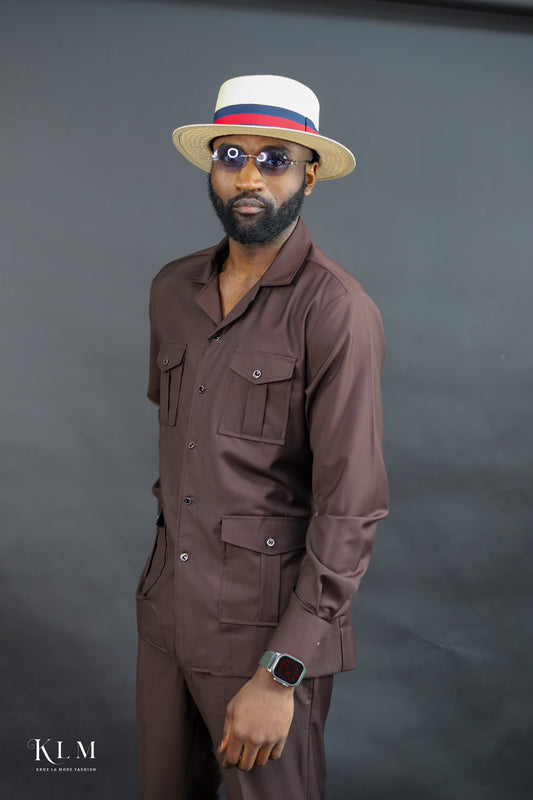 Multi Pockets Safari Jacket With Belt Set