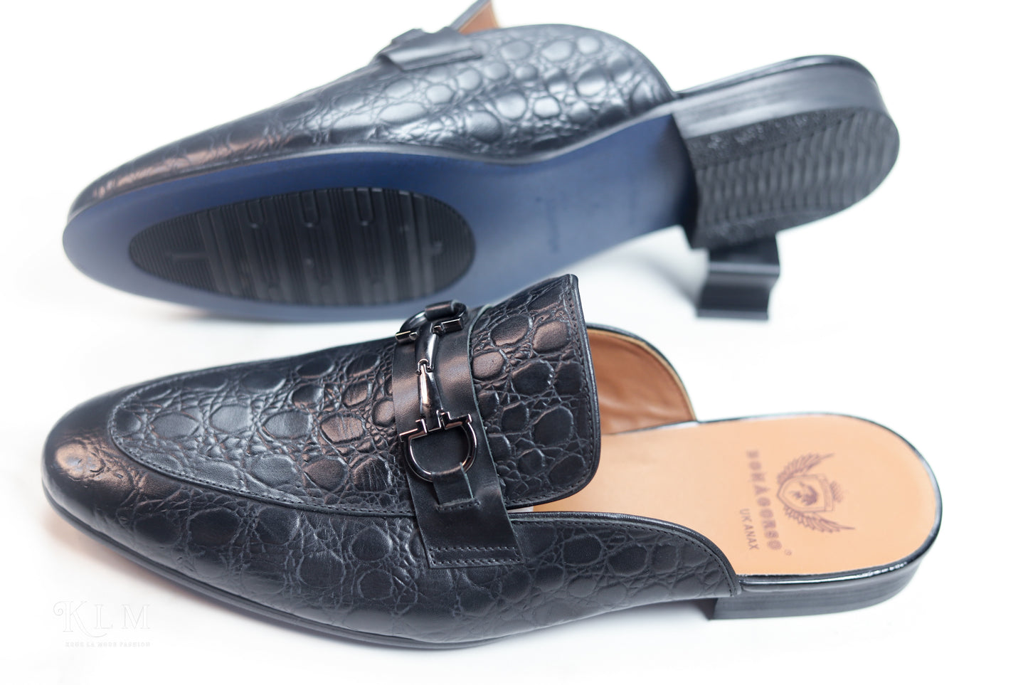 KLM Stylish Half Black Leather Shoes