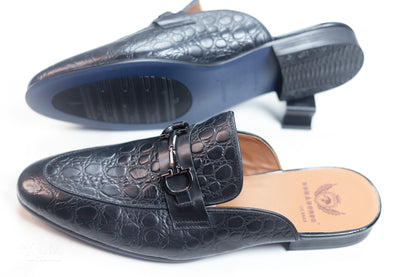 KLM Stylish Half Black Leather Shoes