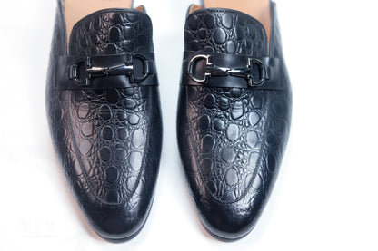 KLM Stylish Half Black Leather Shoes