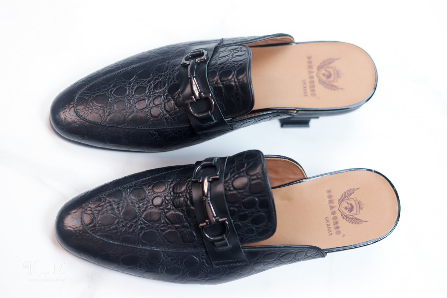 KLM Stylish Half Black Leather Shoes