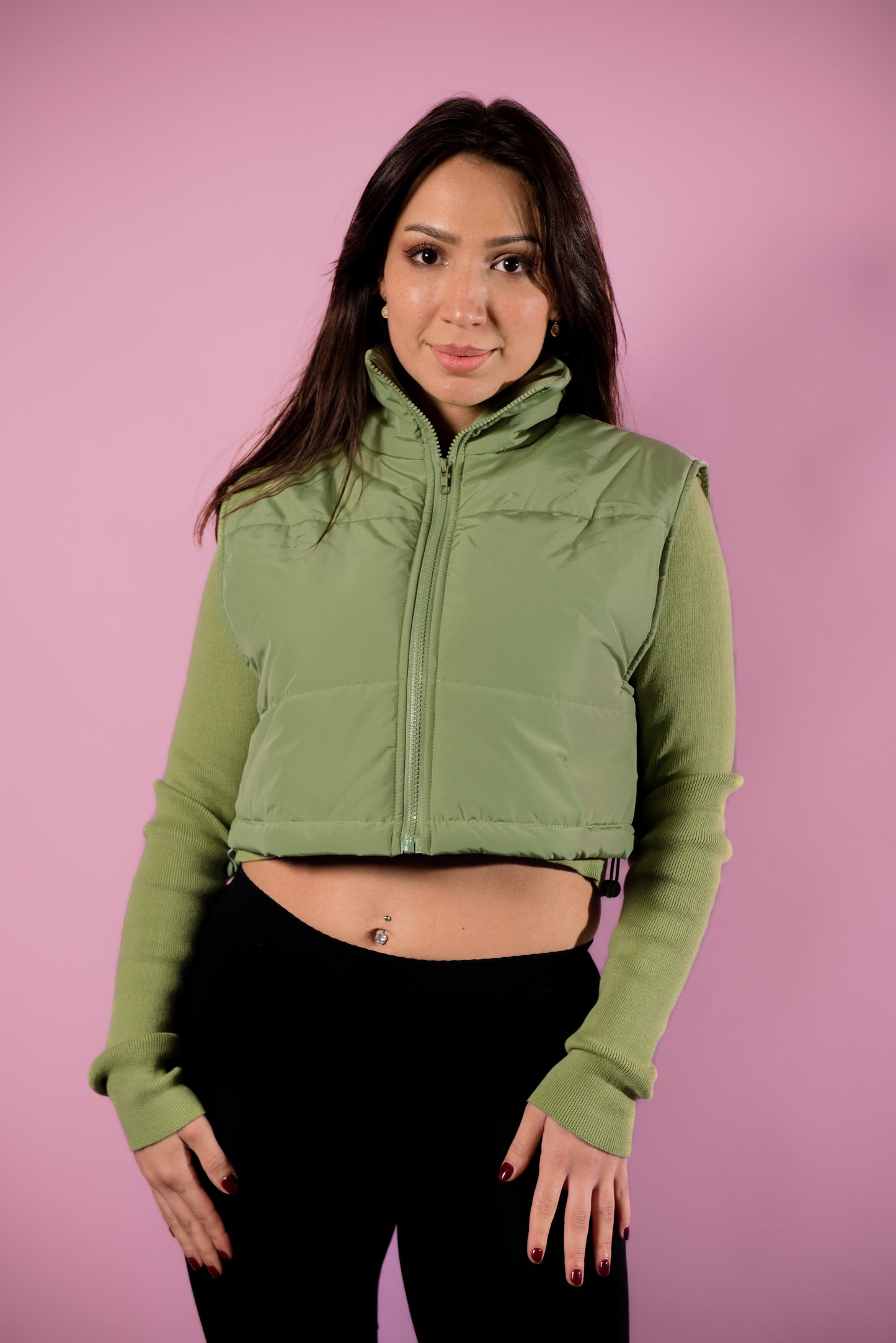 Hadeel Green Puffer Vest Autumn & Winter