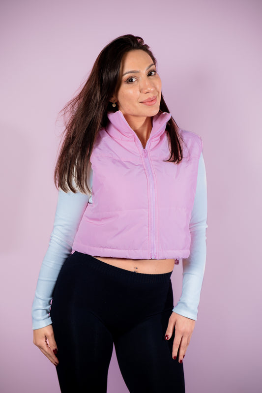 Cropped Puffer Pink Vest