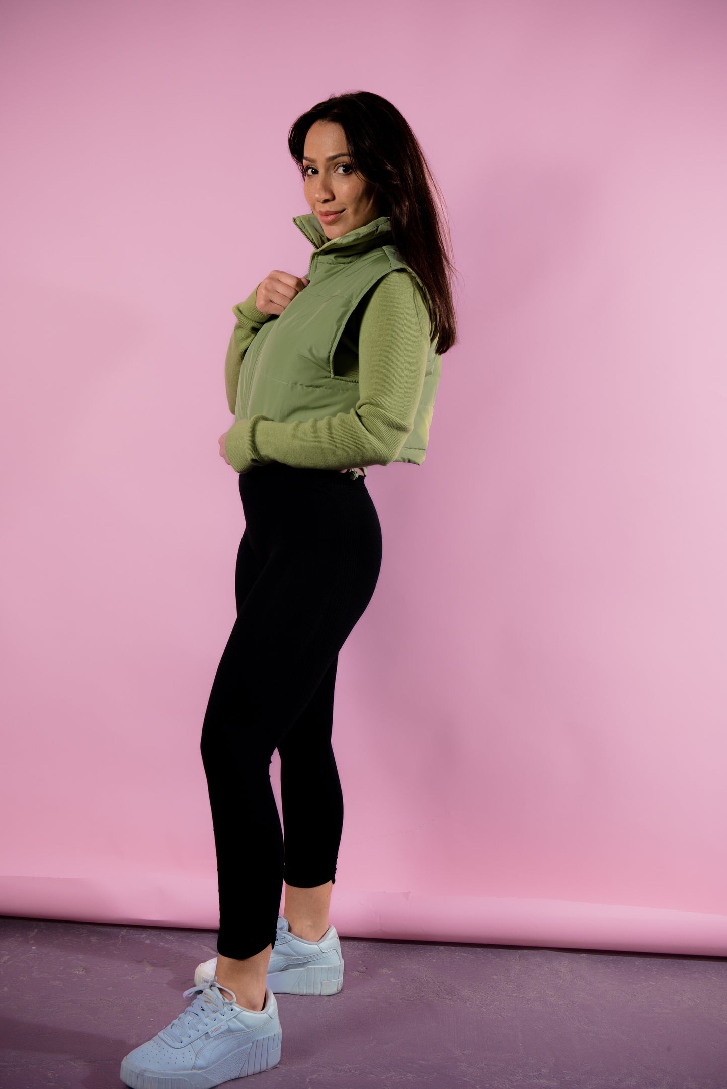 Hadeel Green Puffer Vest Autumn & Winter