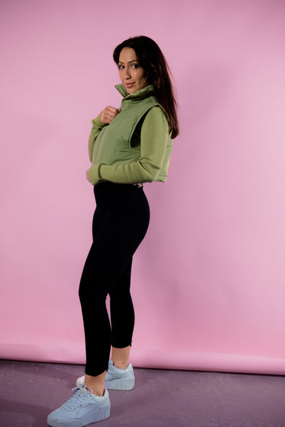 Hadeel Green Puffer Vest Autumn & Winter