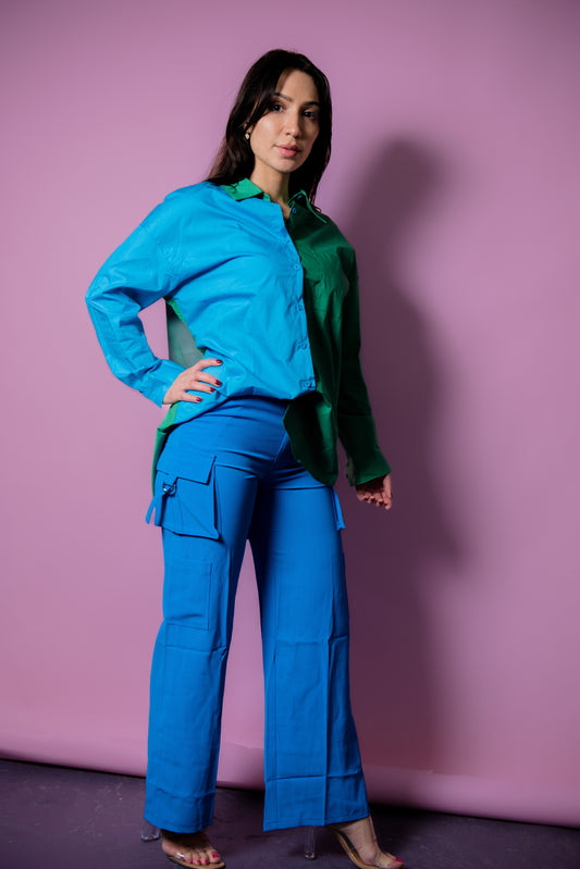 KLM Fancy Flap Blue Pocket Pants