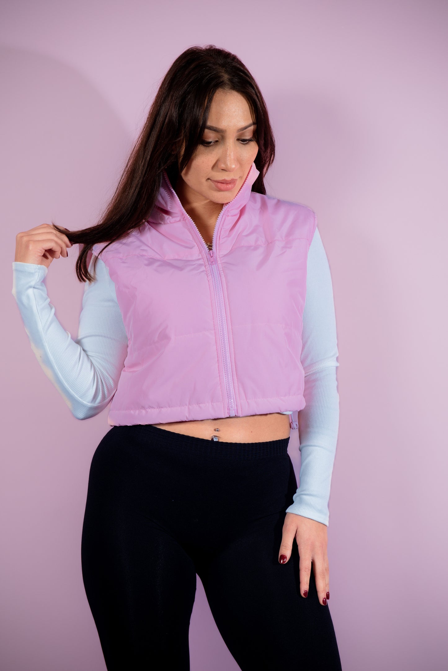 Cropped Puffer Pink Vest