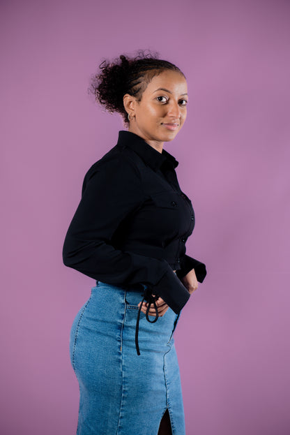 Sara Demin Split Skirt