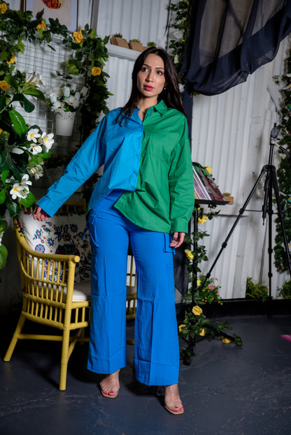 KLM Fancy Flap Blue Pocket Pants