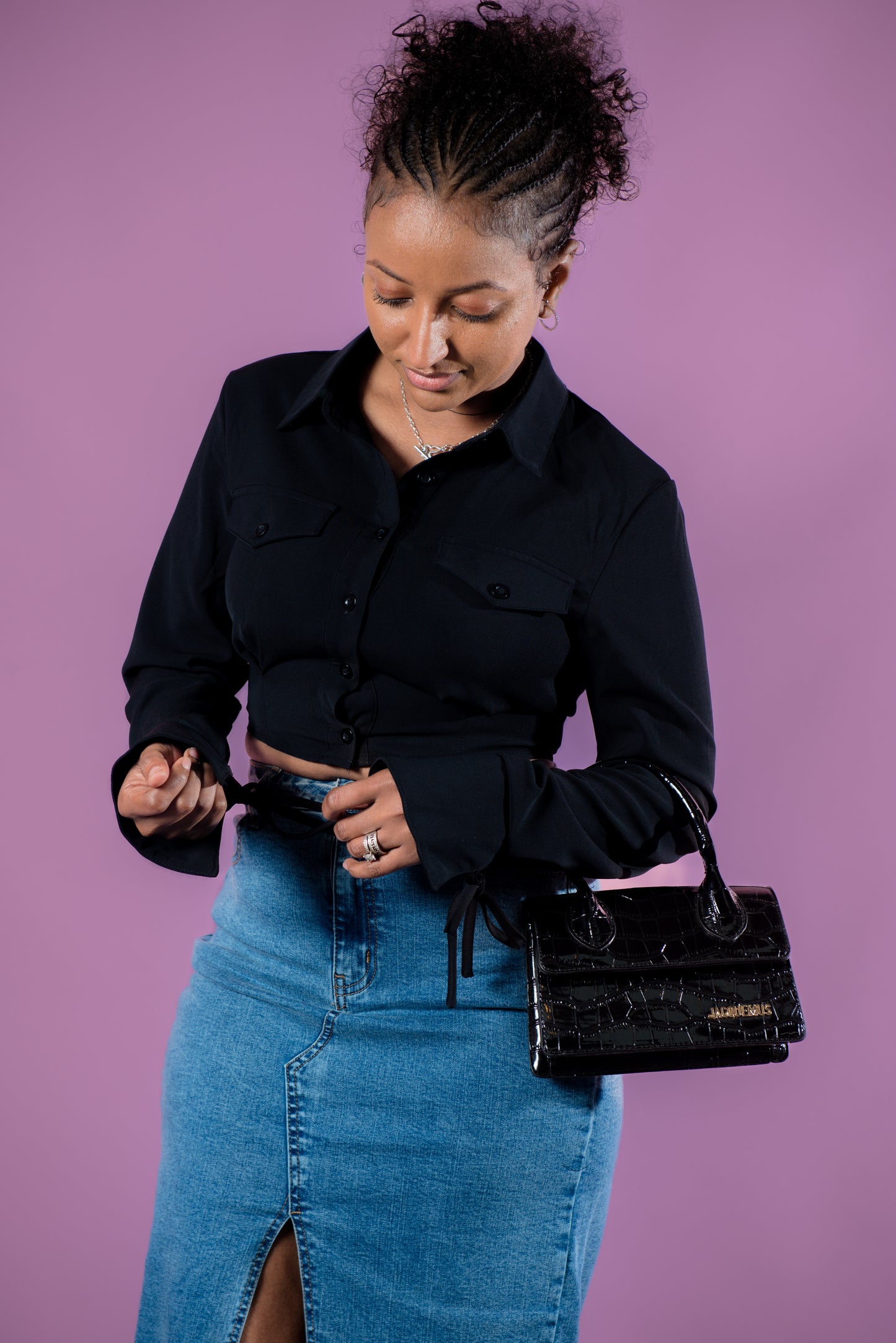 Sara Demin Split Skirt