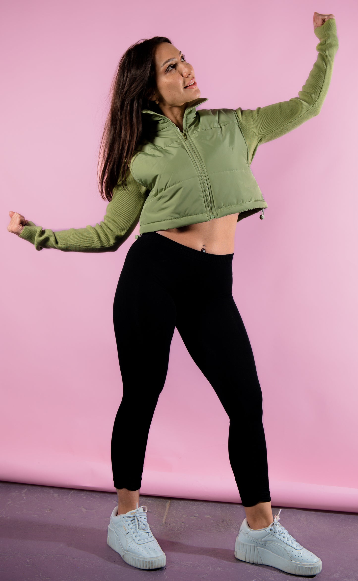 Hadeel Green Puffer Vest Autumn & Winter