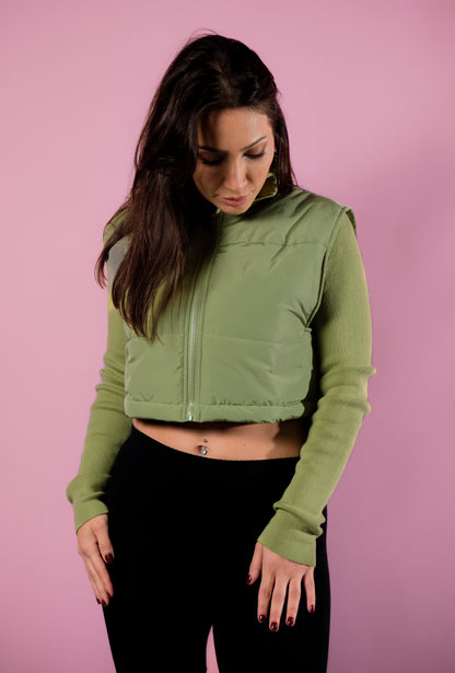 Hadeel Green Puffer Vest Autumn & Winter