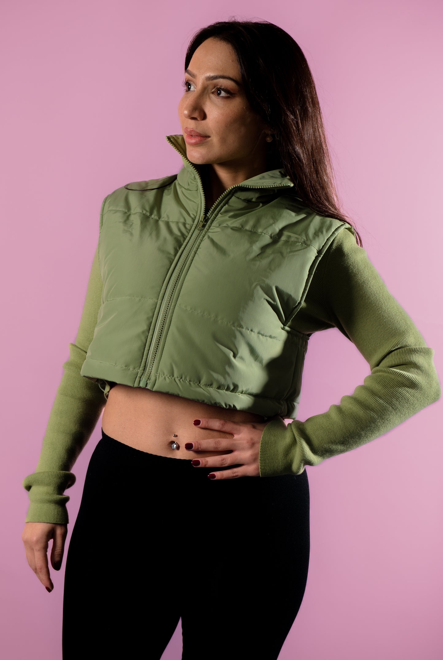 Hadeel Green Puffer Vest Autumn & Winter