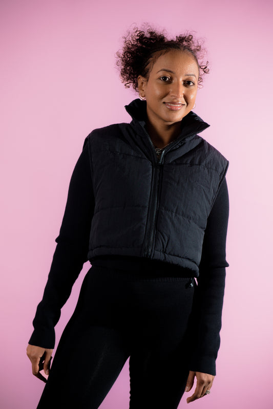 Sara Black Puffer Vest