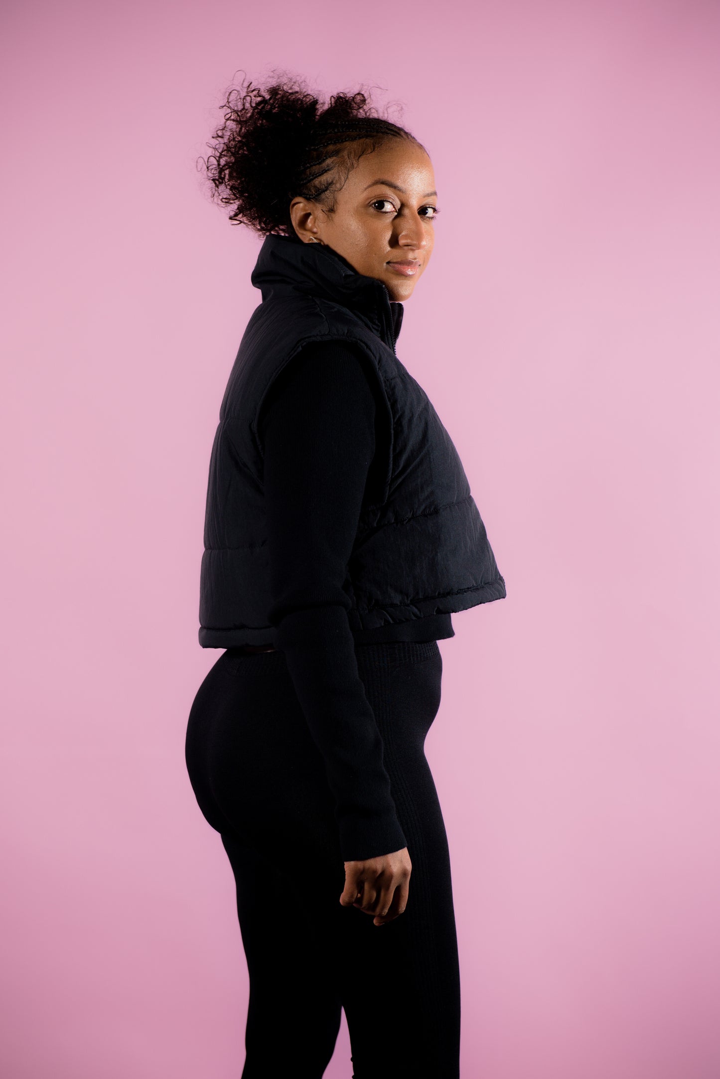 Sara Black Puffer Vest