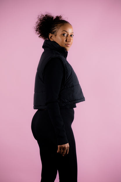 Sara Black Puffer Vest