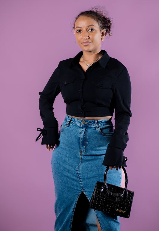 Sara Black Adjustable String Top