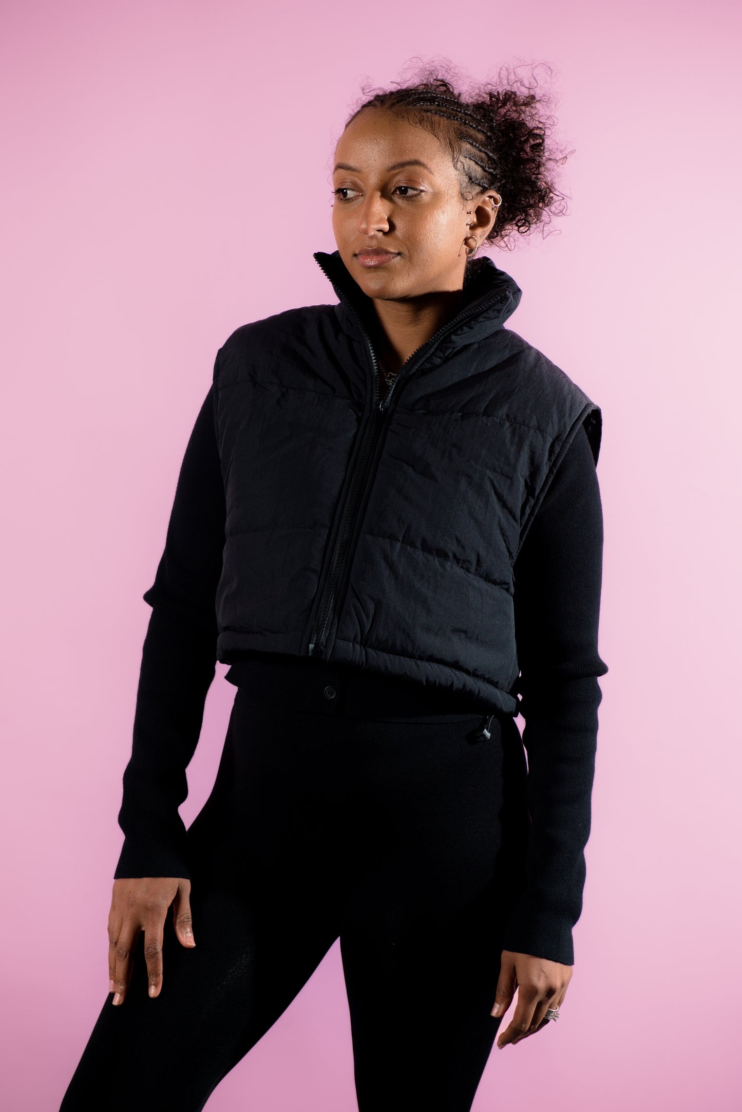 Sara Black Puffer Vest