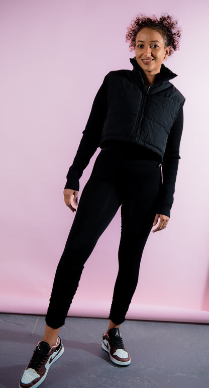 Sara Black Puffer Vest